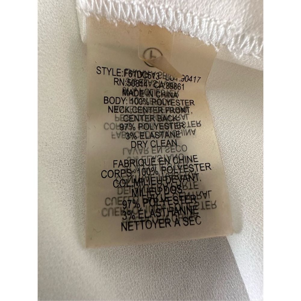 T Tahari Women's Micah Short Sleeve Neon Trim High Low Hem Top White Size Large - Picture 7 of 7